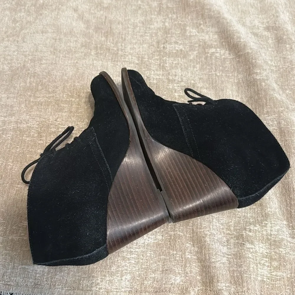 Lucky Brand Black Wedge Booties